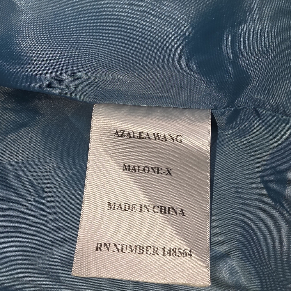 NWOT Azalea Wang Snake Print Puff Sleeve Jacket 2X Blue Statement Moto - Picture 8 of 9